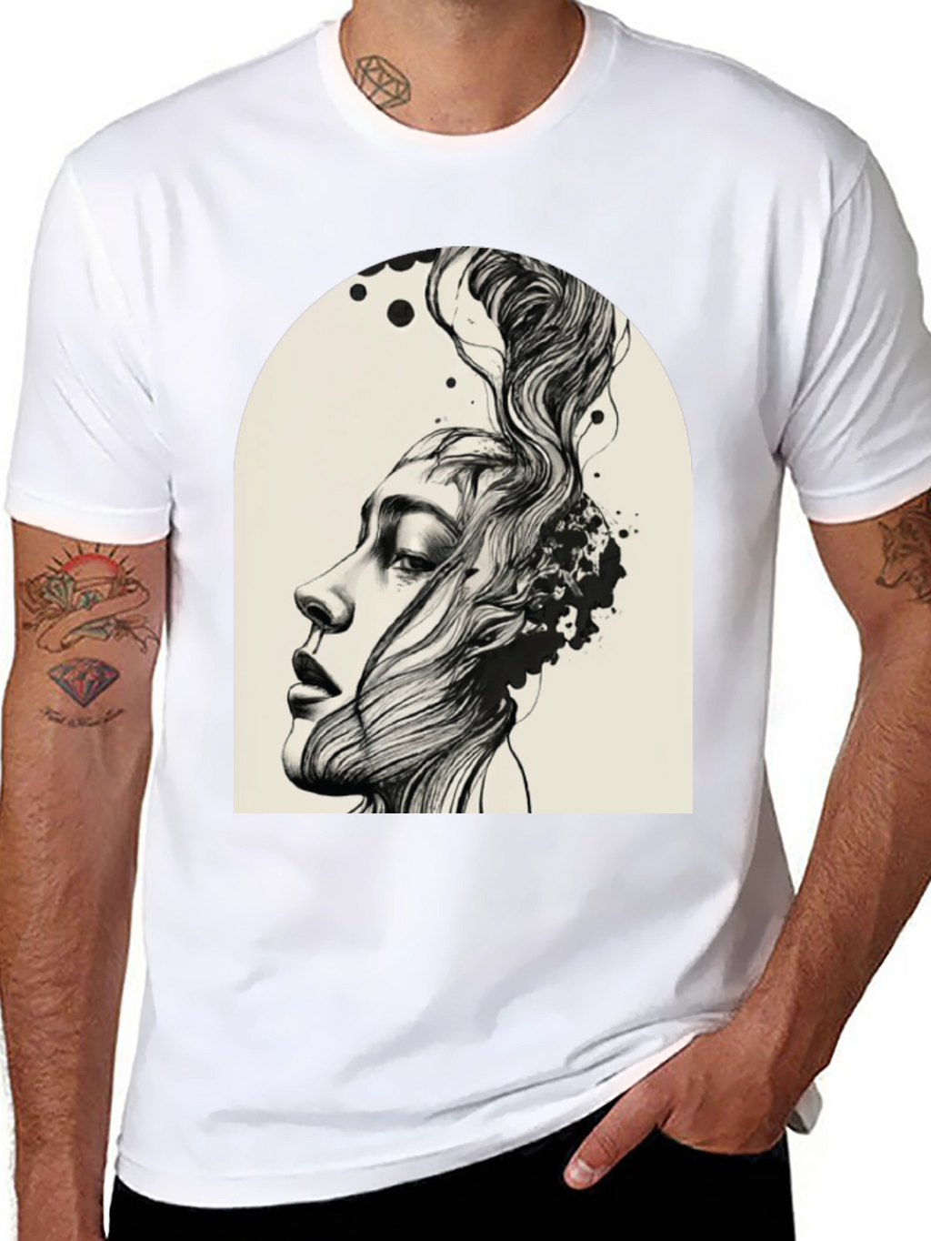 Abstract Woman Graphic Tee - Black