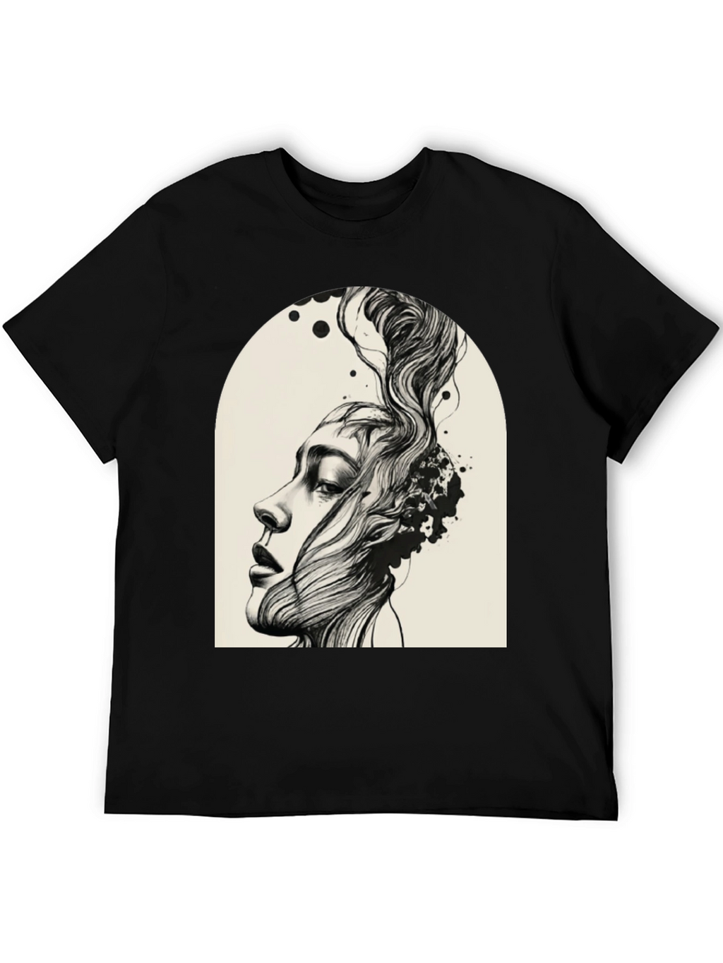 Abstract Woman Graphic Tee - Black