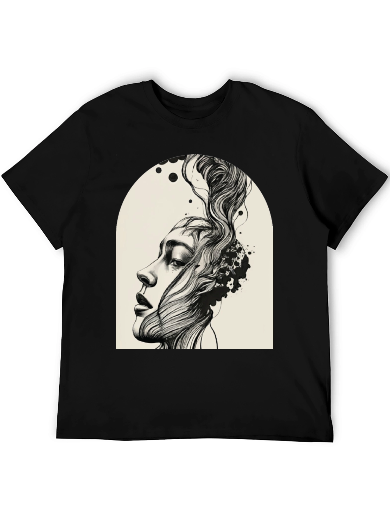 Abstract Woman Graphic Tee - Black