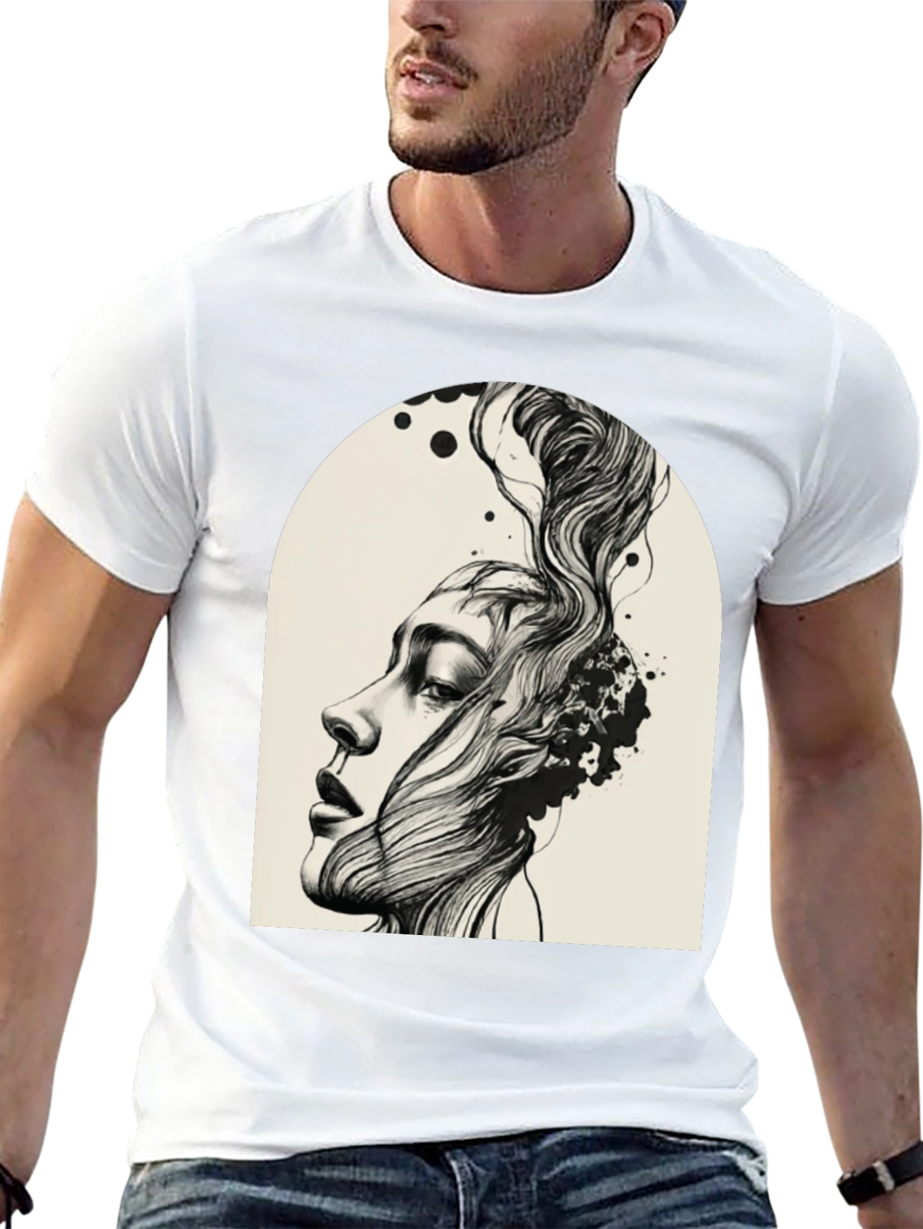Abstract Woman Graphic Tee - Black