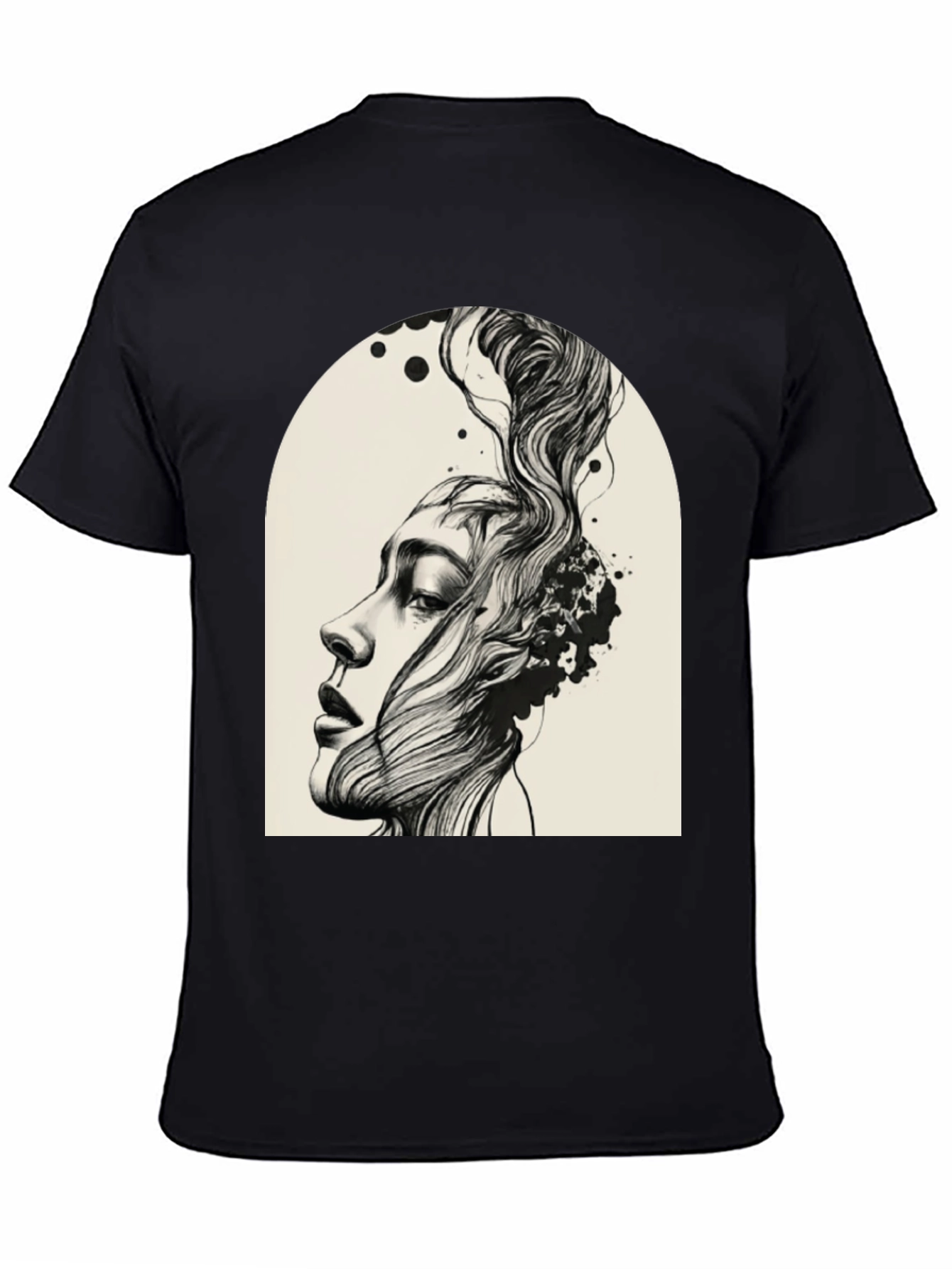 Abstract Woman Graphic Tee - Black