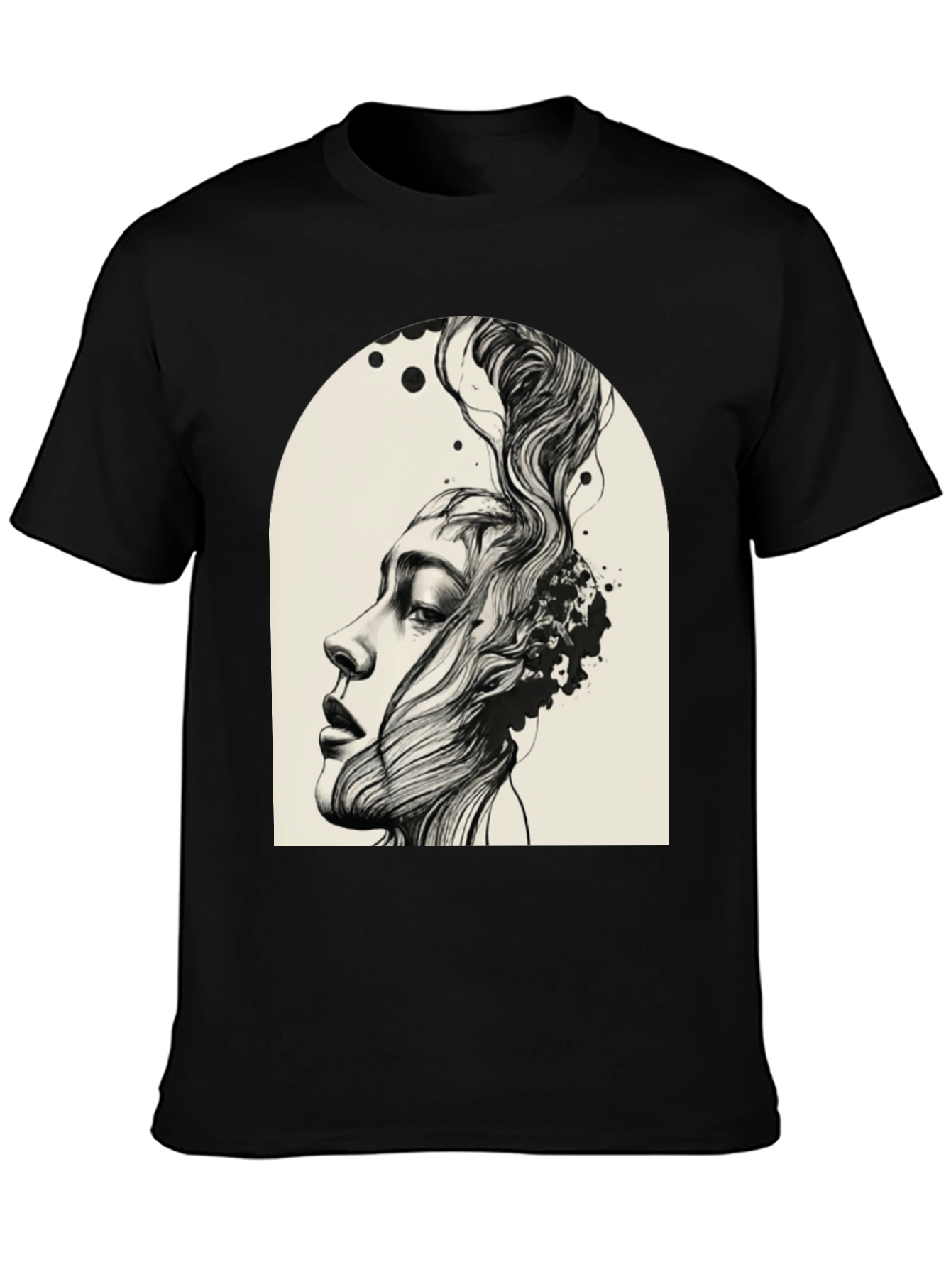Abstract Woman Graphic Tee - Black
