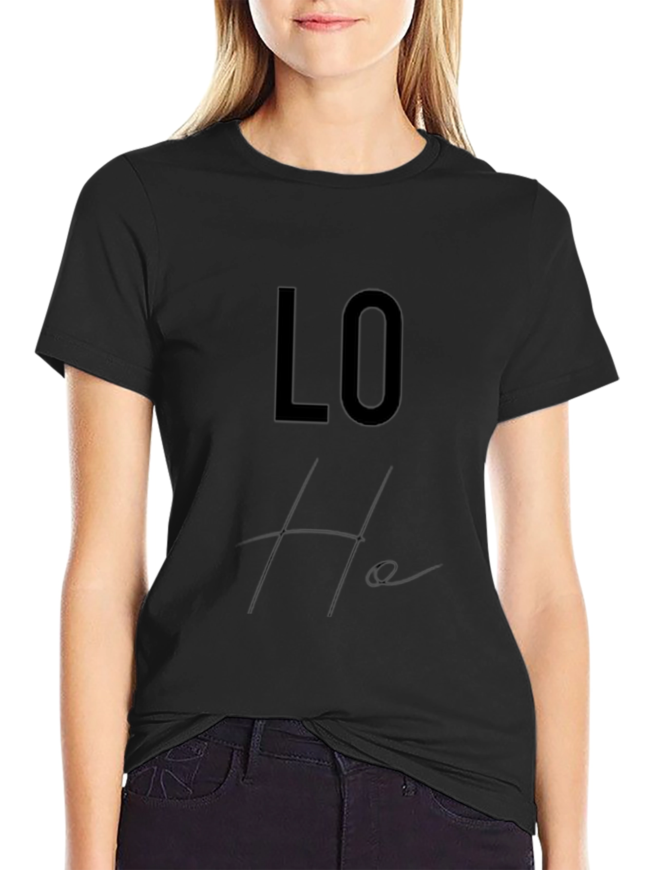 Trendy Black Lo-He Graphic Tee