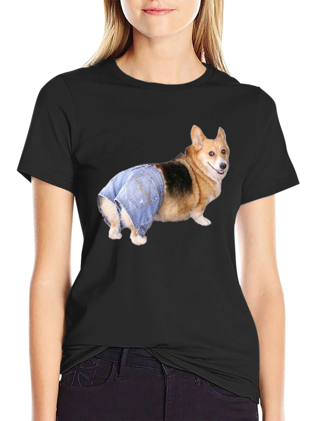 Dog in Jeans T-Shirt
