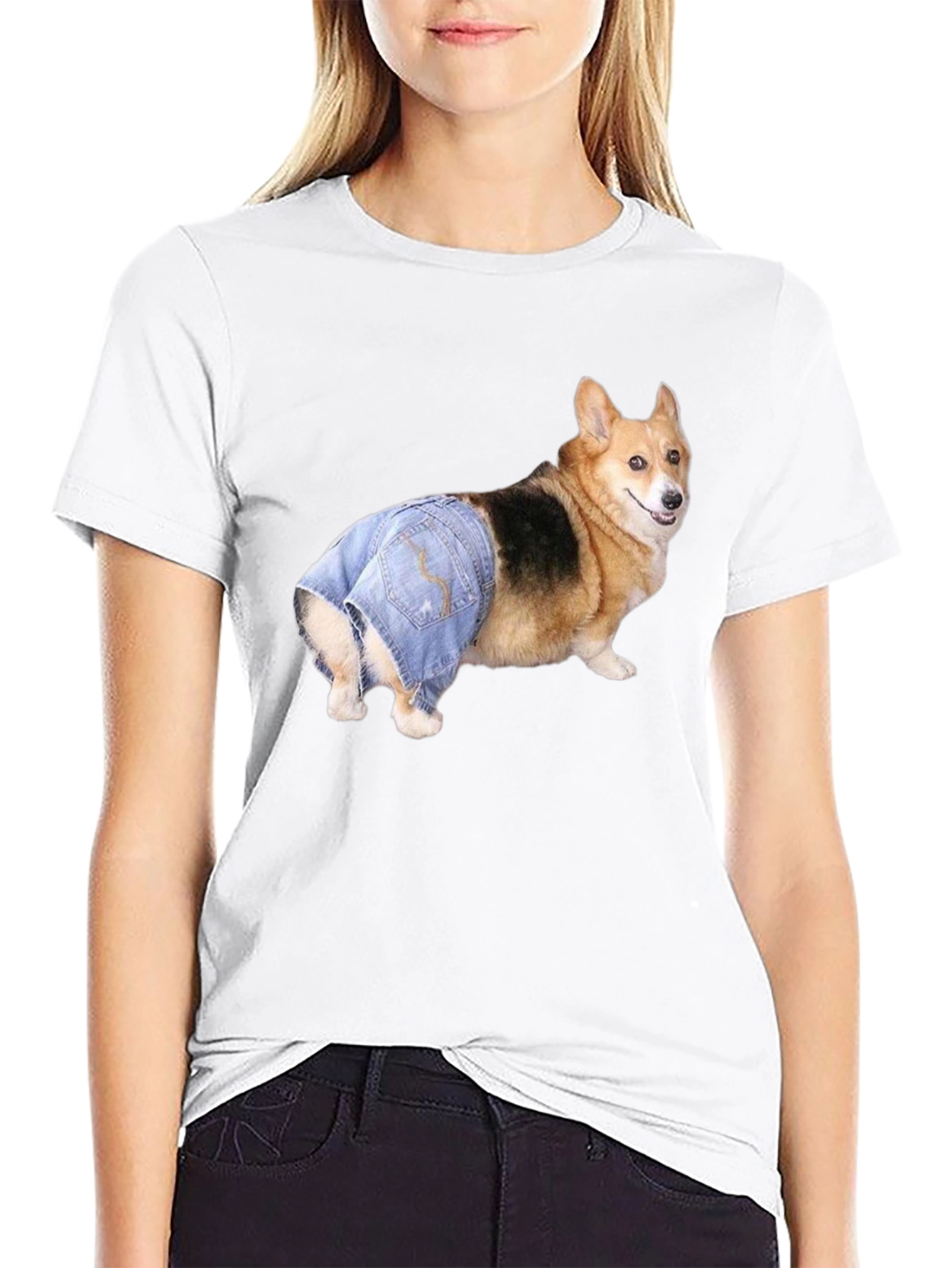 Dog in Jeans T-Shirt