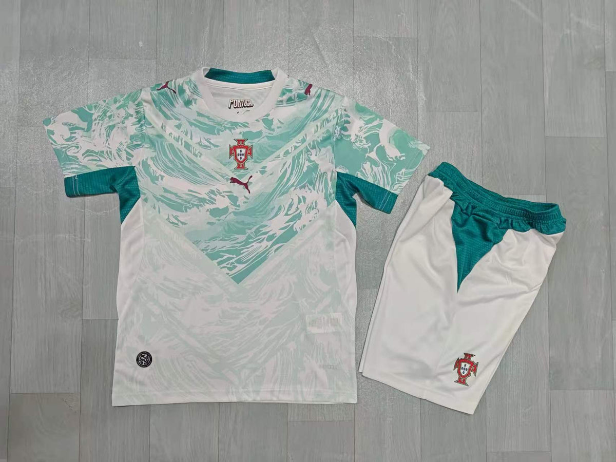 KIDS Portugal  Away Kit – Teal Wave Pattern