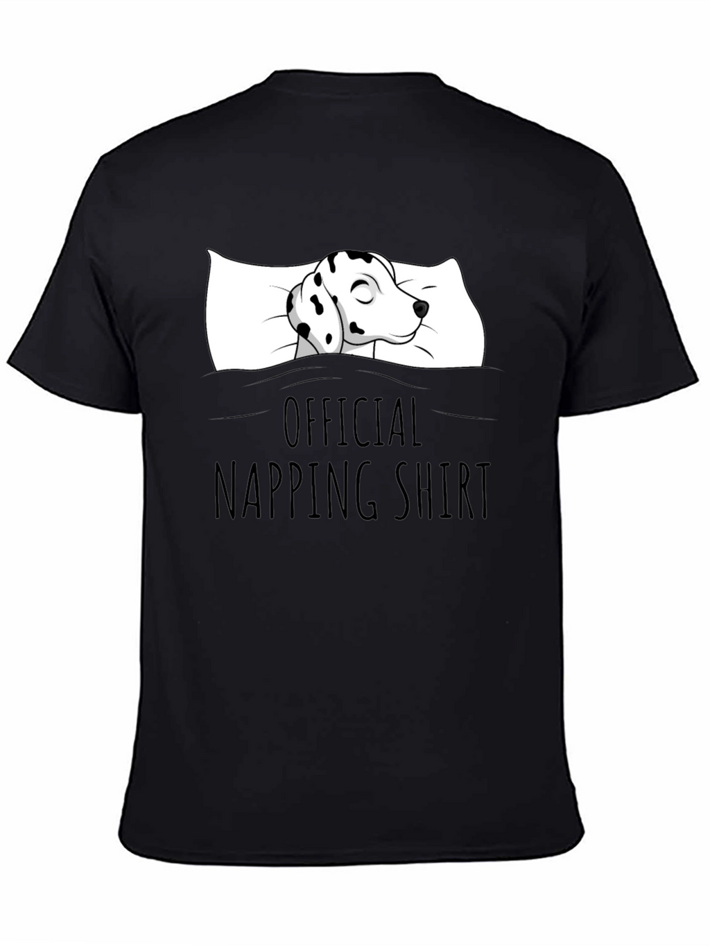 Dalmatian Napping Shirt - Black Cotton Tee