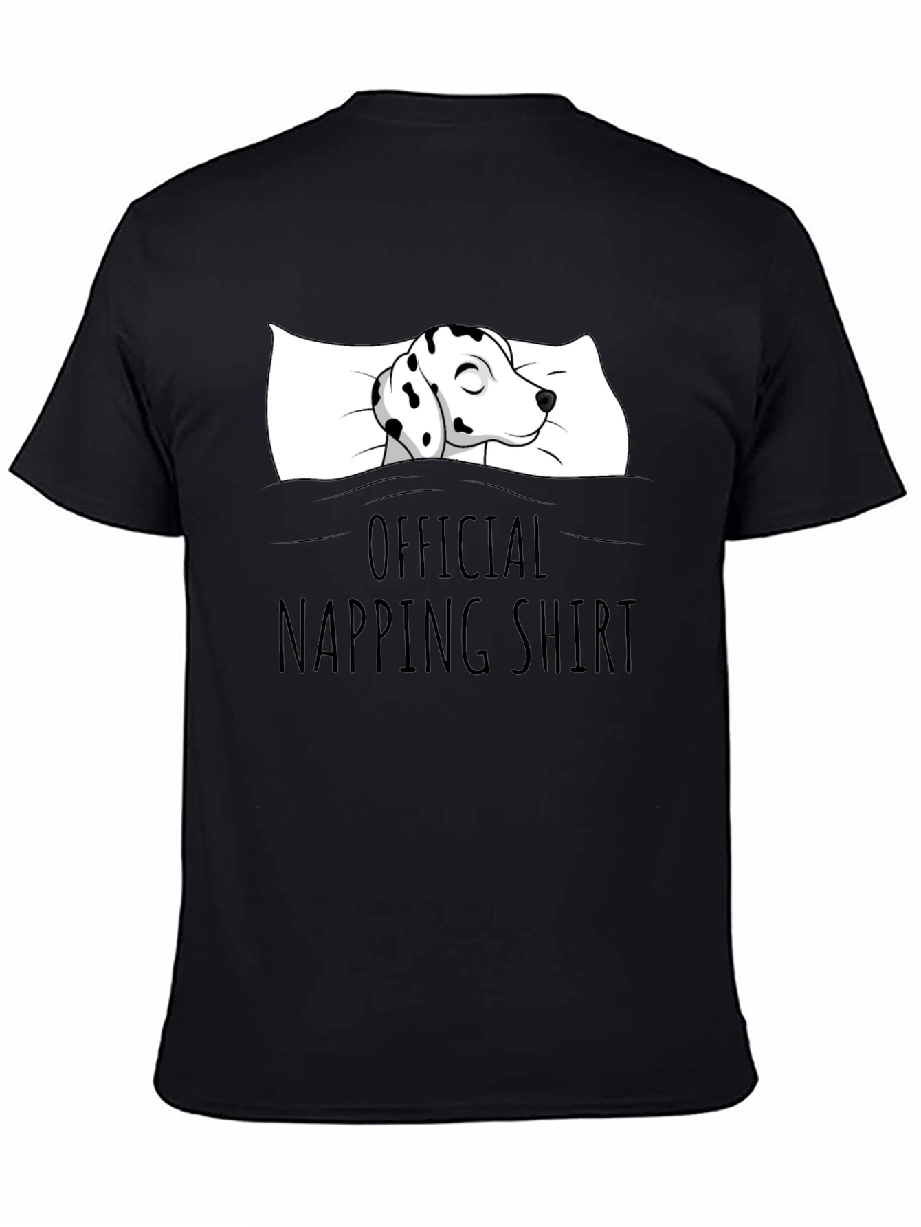 Dalmatian Napping Shirt - Black Cotton Tee