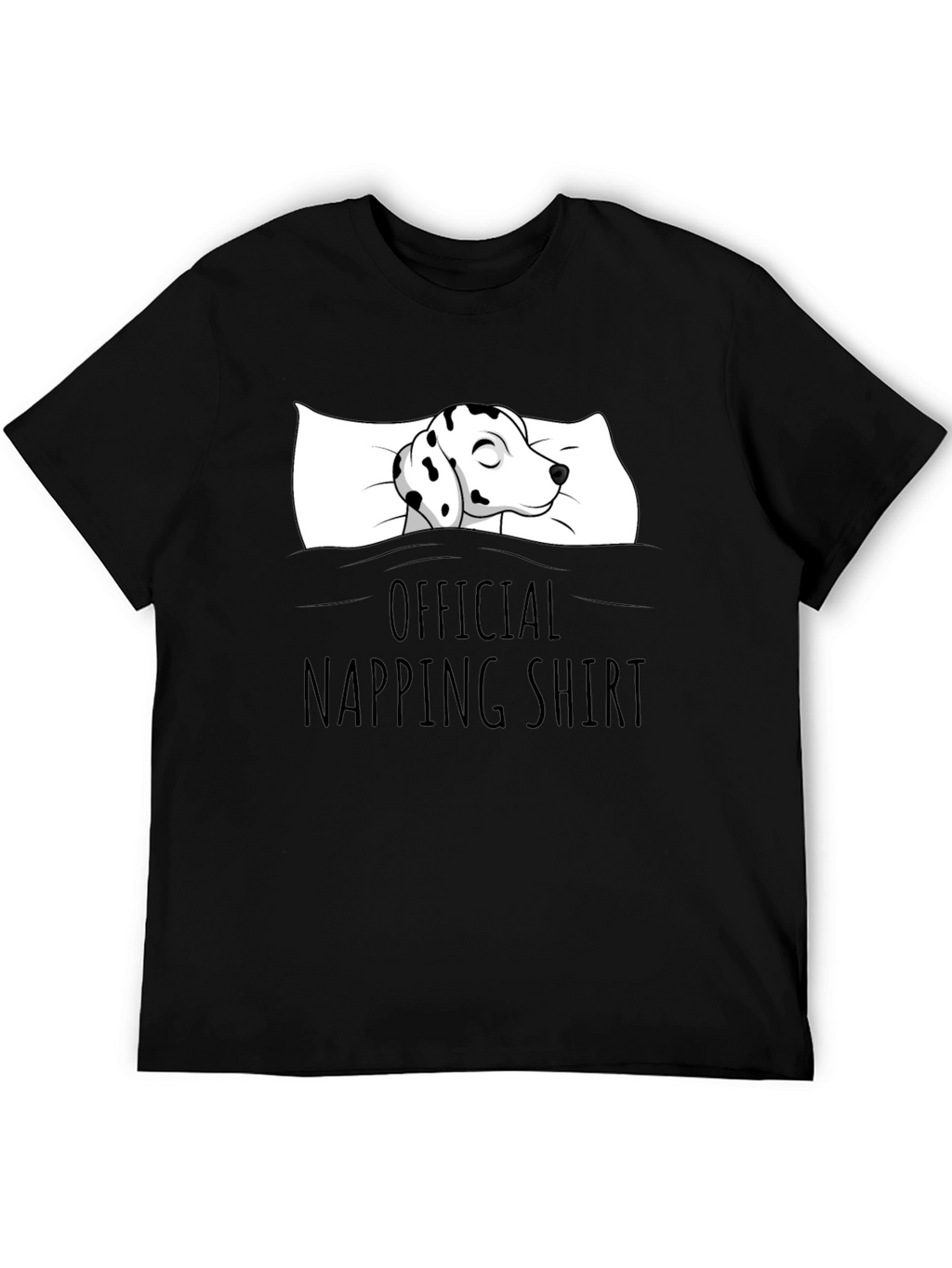 Dalmatian Napping Shirt - Black Cotton Tee