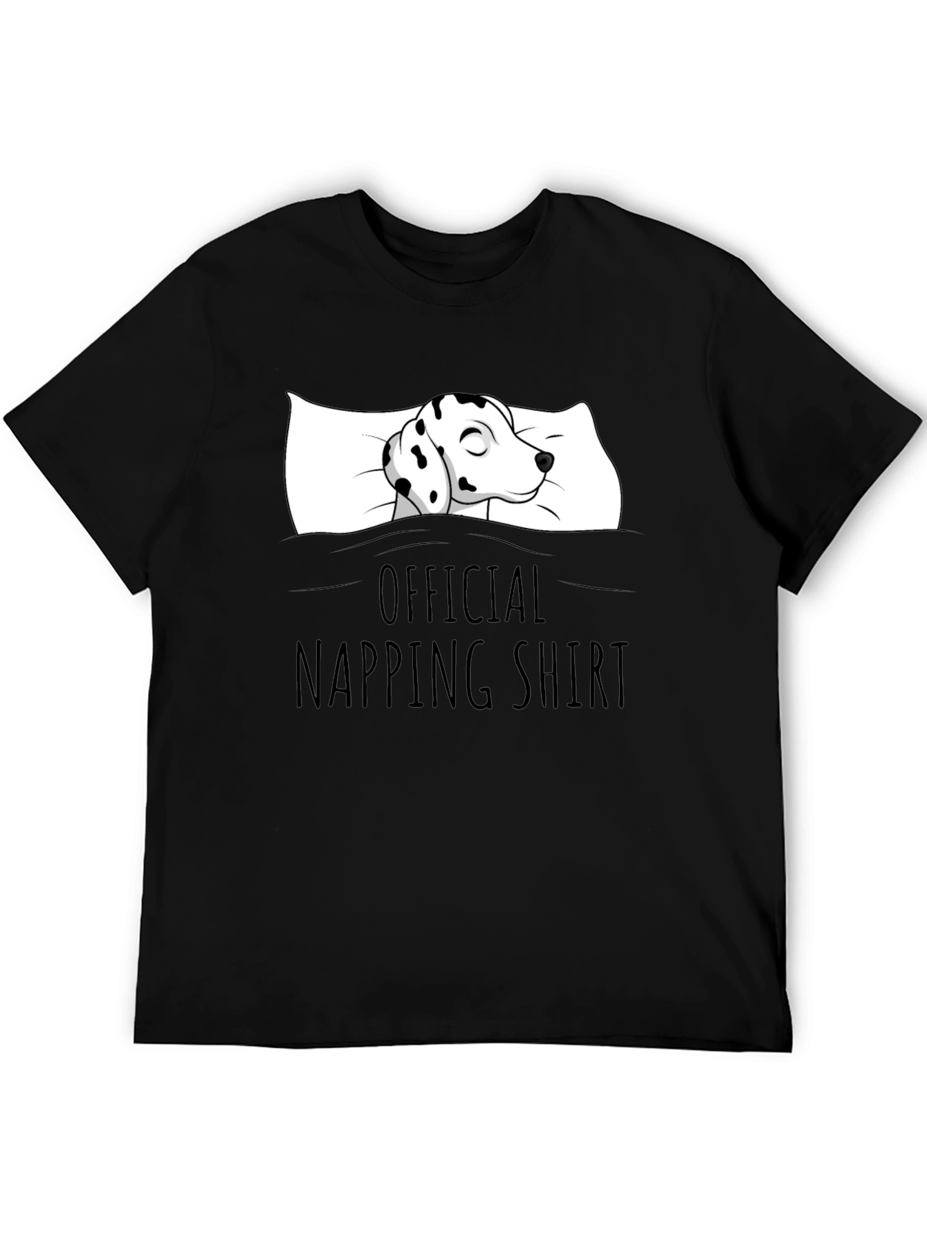 Dalmatian Napping Shirt - Black Cotton Tee