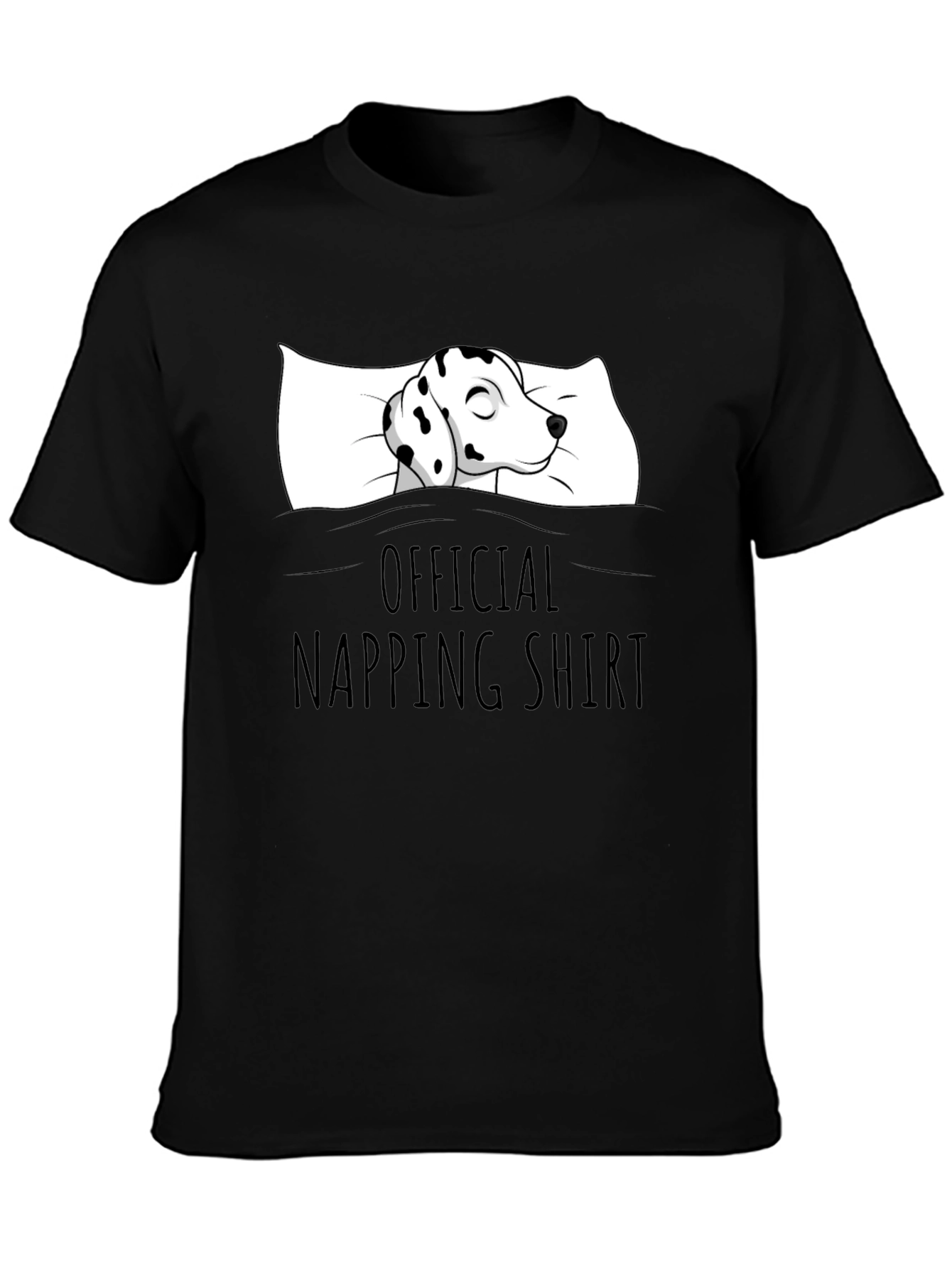 Dalmatian Napping Shirt - Black Cotton Tee