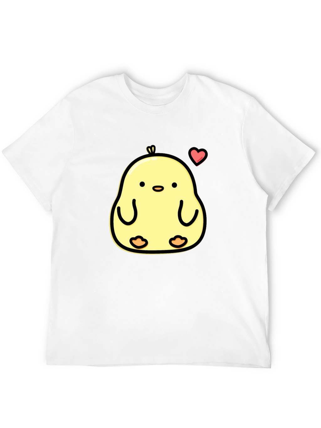 Cute Chick Heart Graphic Black T-Shirt