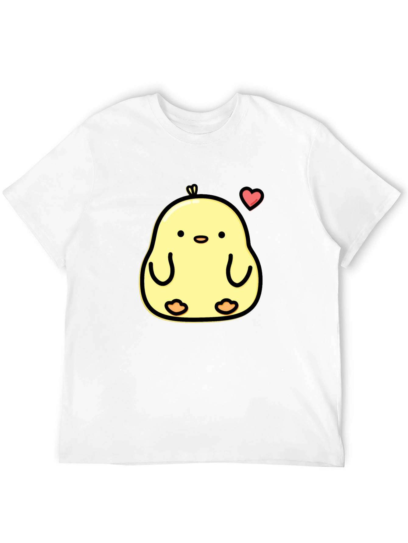 Cute Chick Heart Graphic Black T-Shirt