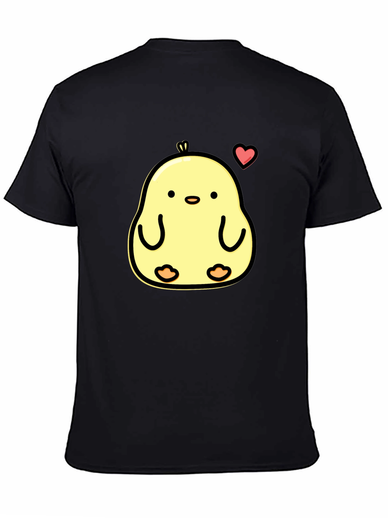 Cute Chick Heart Graphic Black T-Shirt