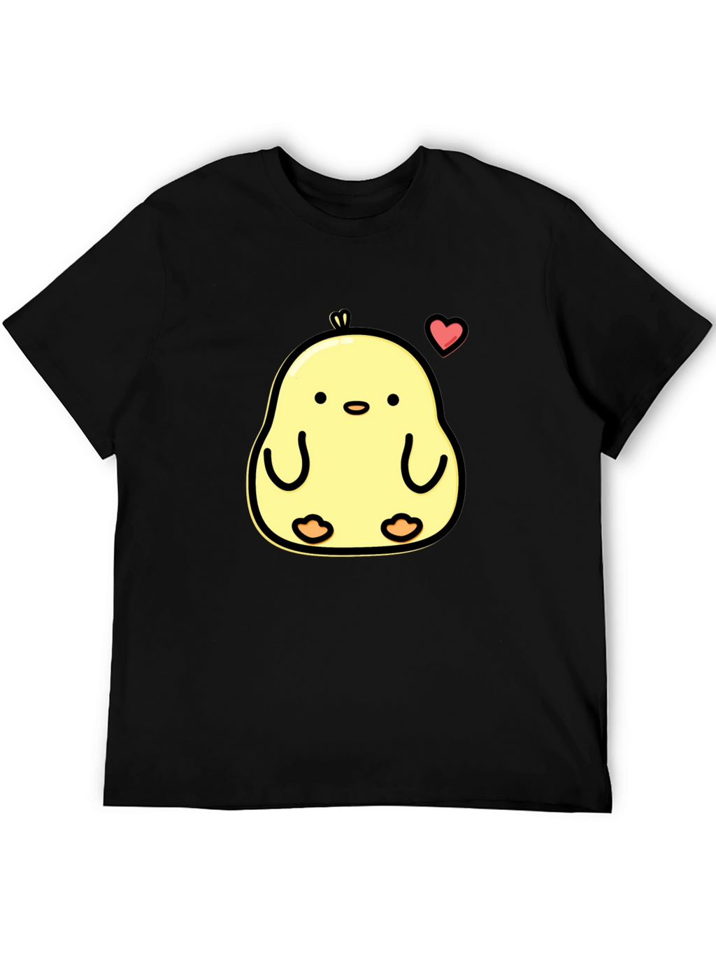 Cute Chick Heart Graphic Black T-Shirt