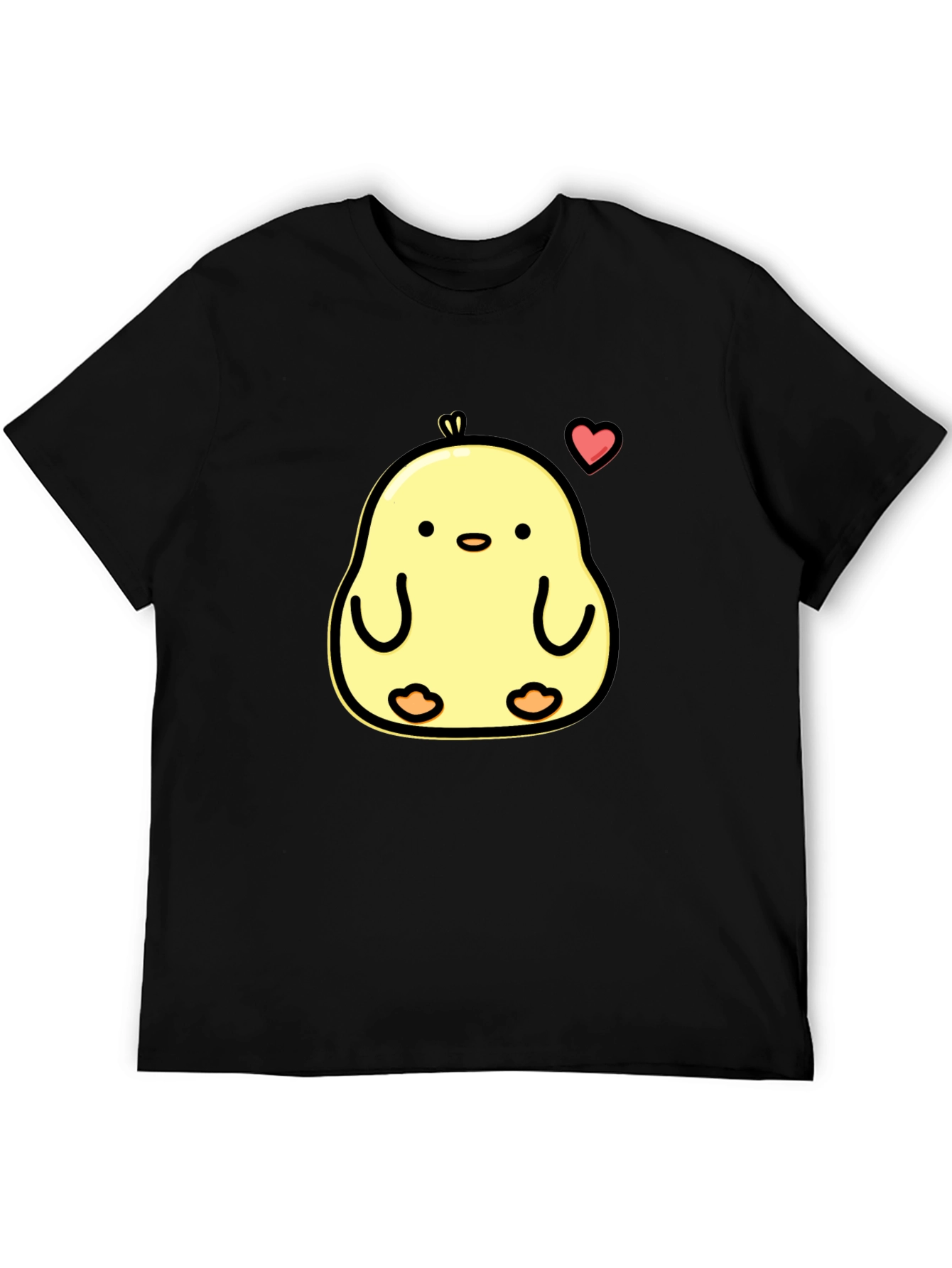 Cute Chick Heart Graphic Black T-Shirt
