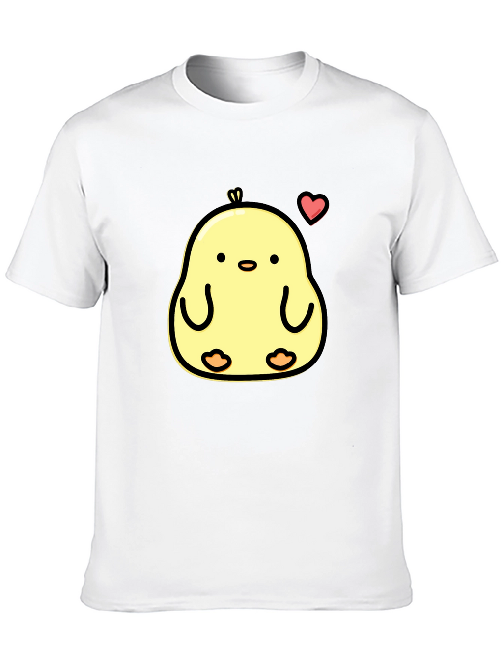 Cute Chick Heart Graphic Black T-Shirt