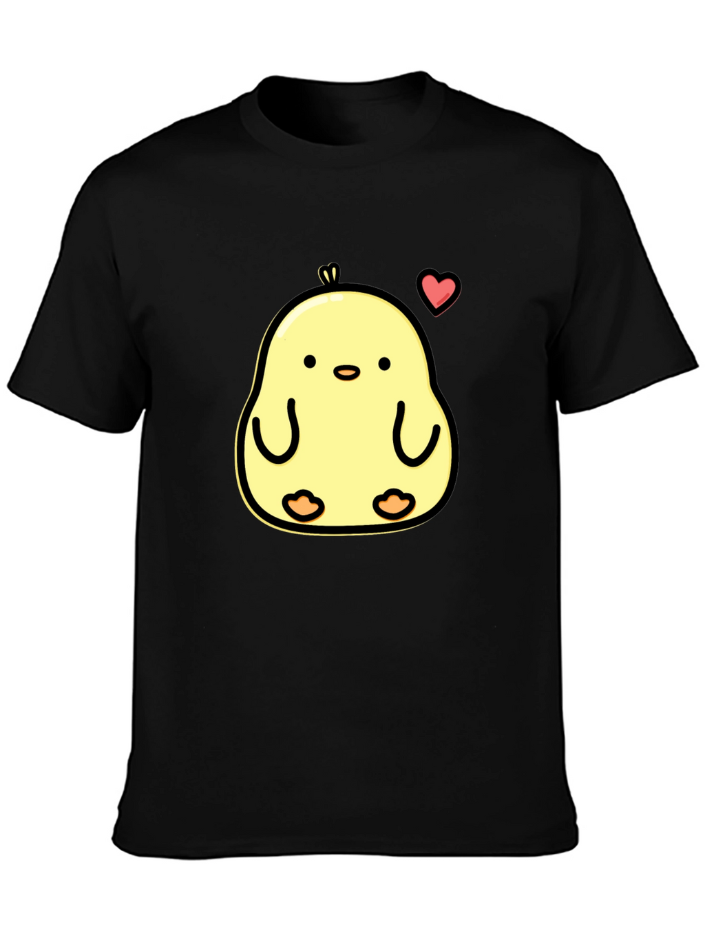 Cute Chick Heart Graphic Black T-Shirt