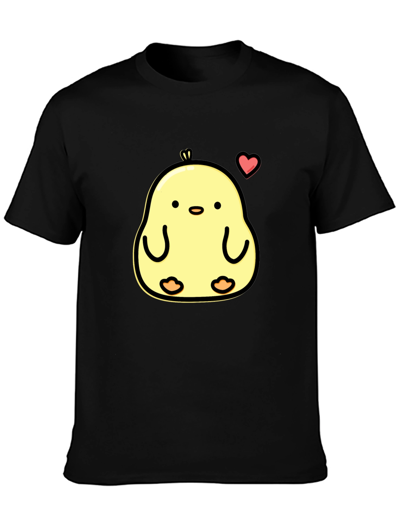 Cute Chick Heart Graphic Black T-Shirt