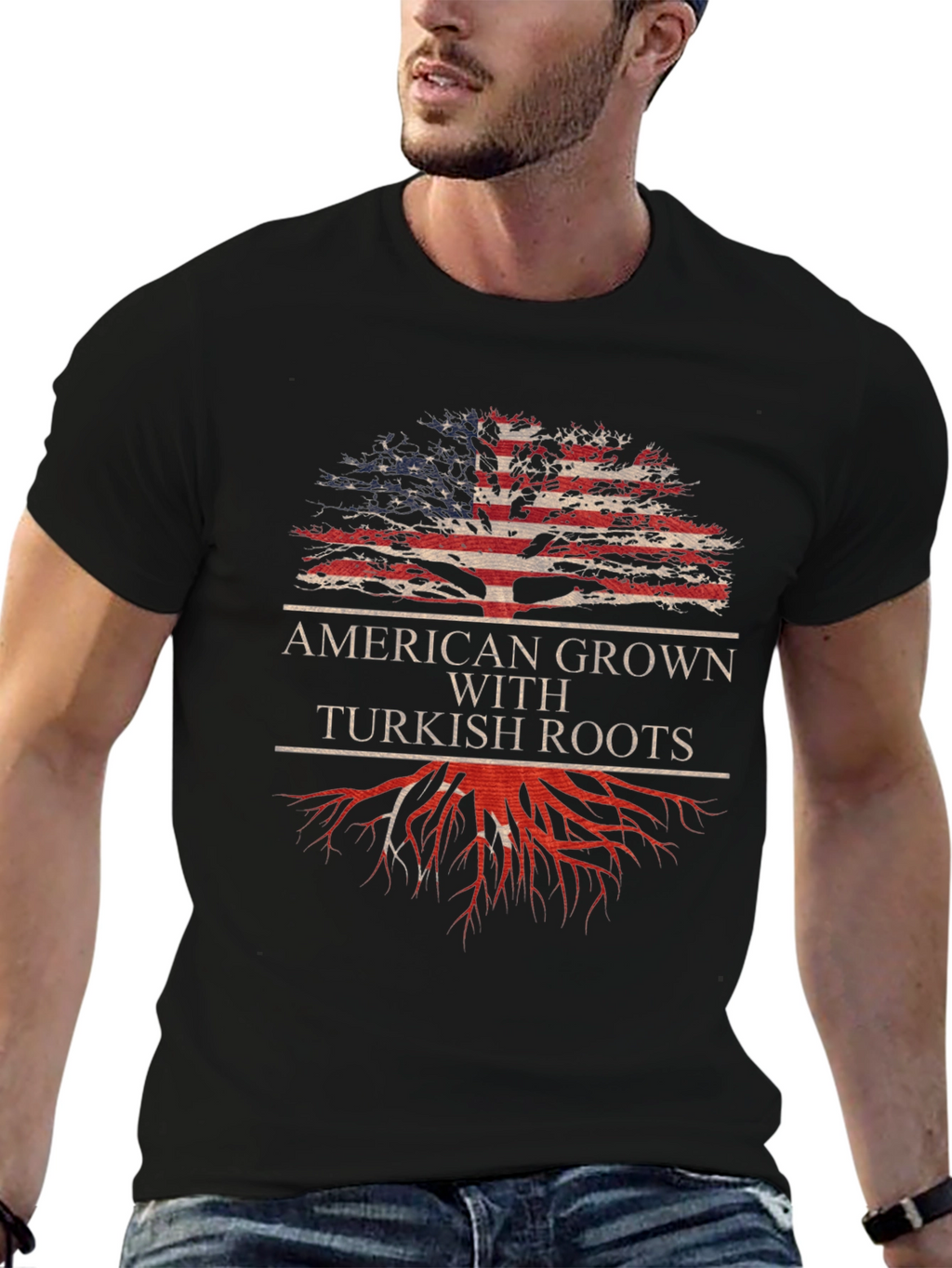 American Grown Turkish Roots Graphic T-Shirt