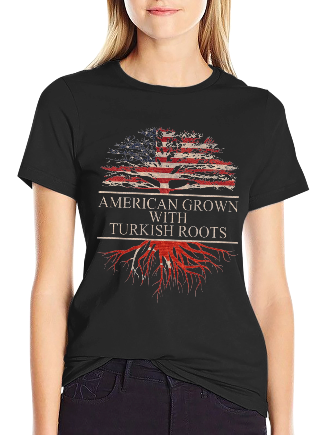 American Grown Turkish Roots Graphic T-Shirt
