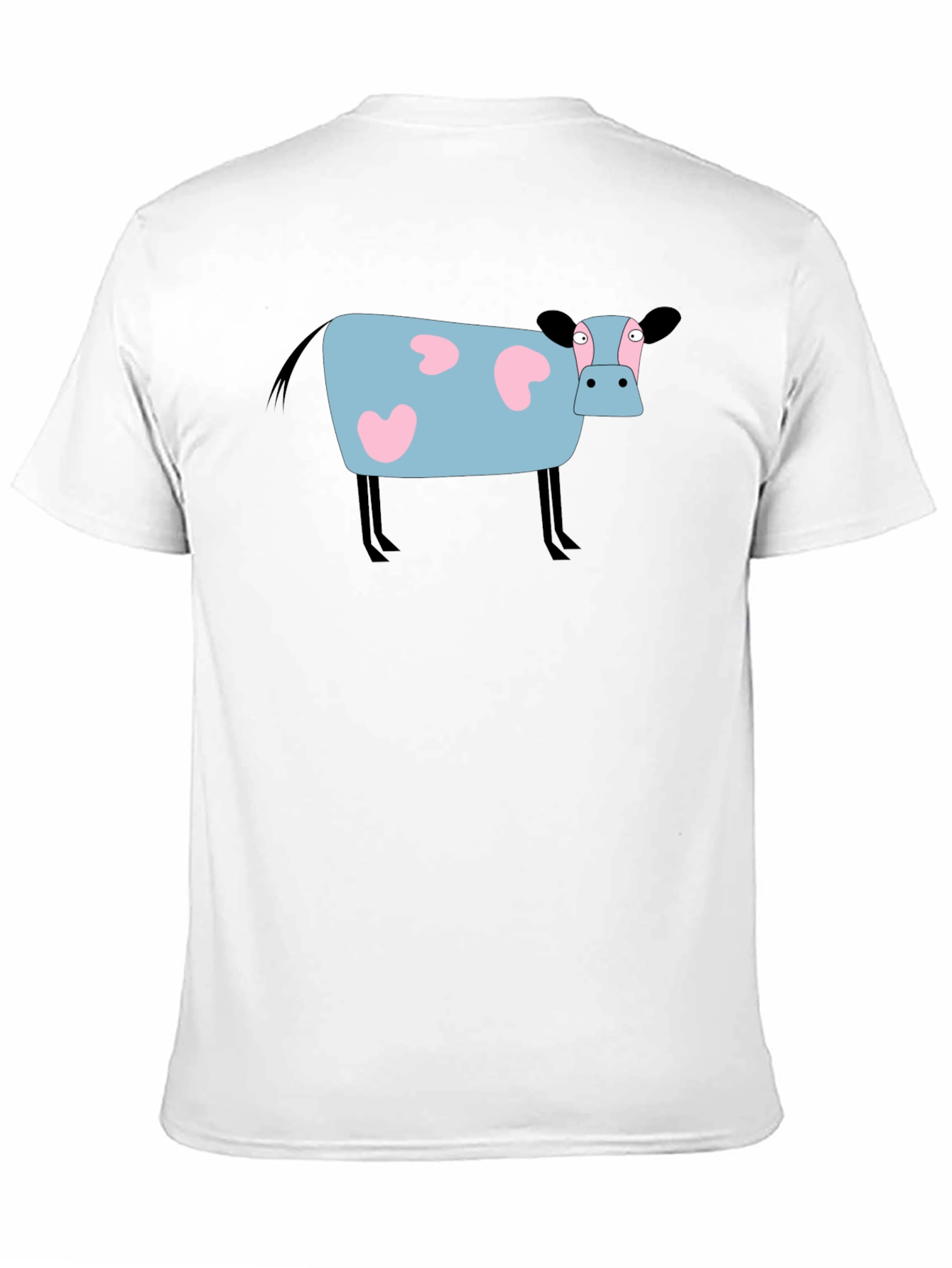 Cartoon Cow Graphic Tee - Black Cotton T-Shirt