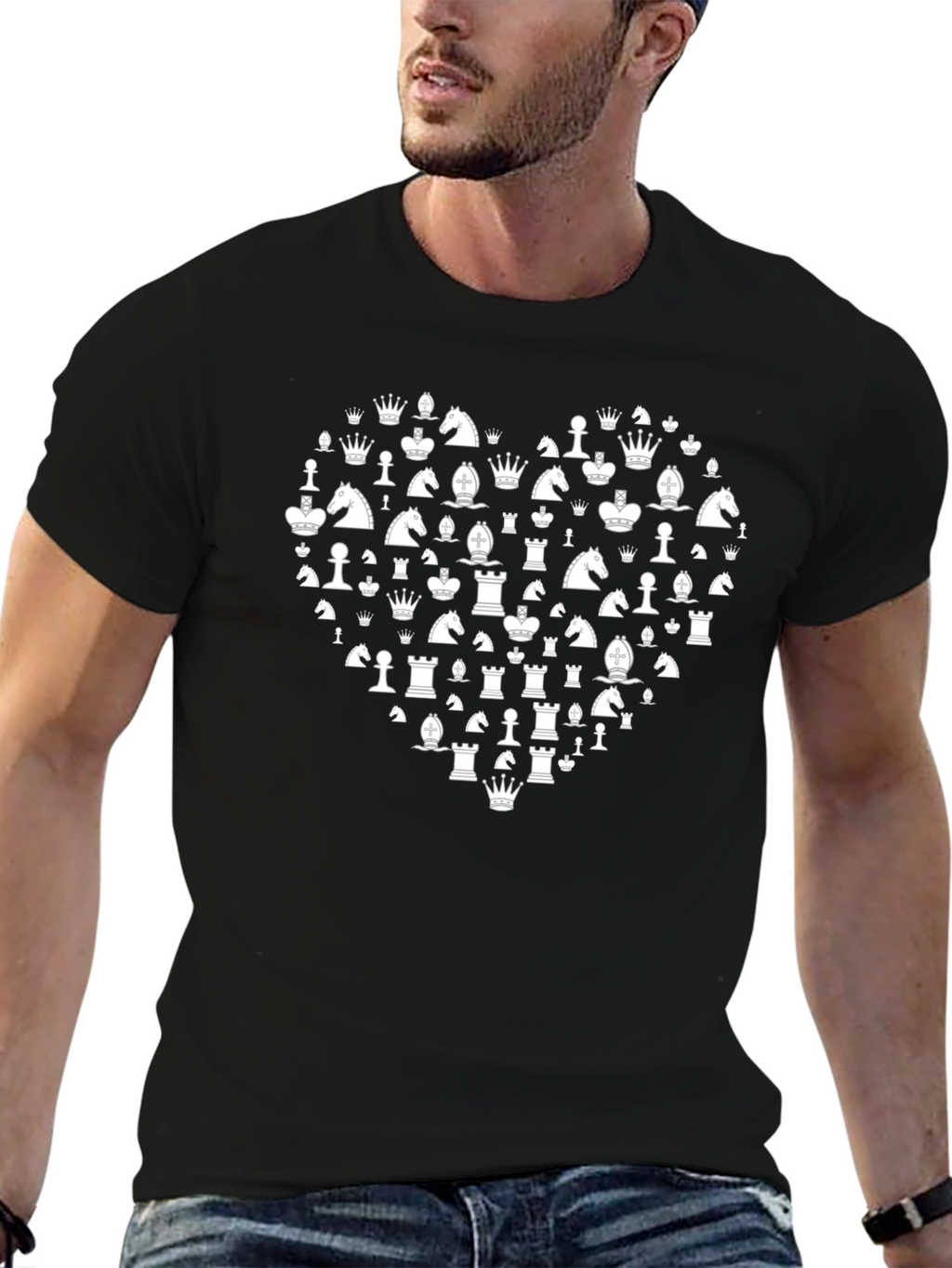 Chess Heart T-Shirt - Black Graphic Tee