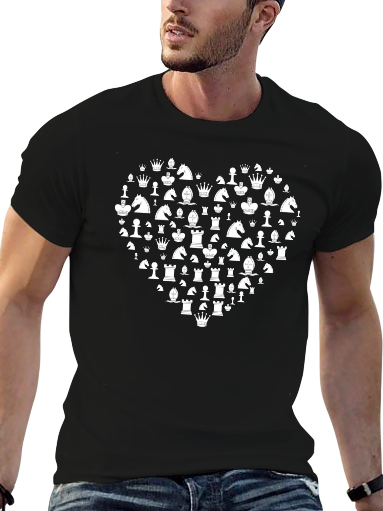 Chess Heart T-Shirt - Black Graphic Tee