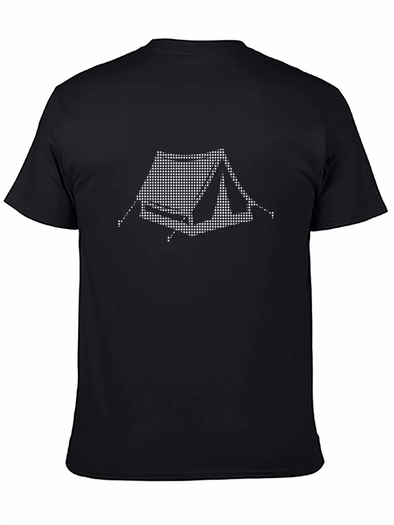 Camping Tent Graphic Tee - Black Cotton Comfort