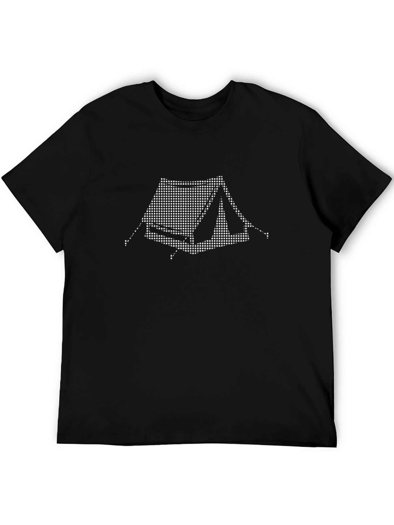 Camping Tent Graphic Tee - Black Cotton Comfort