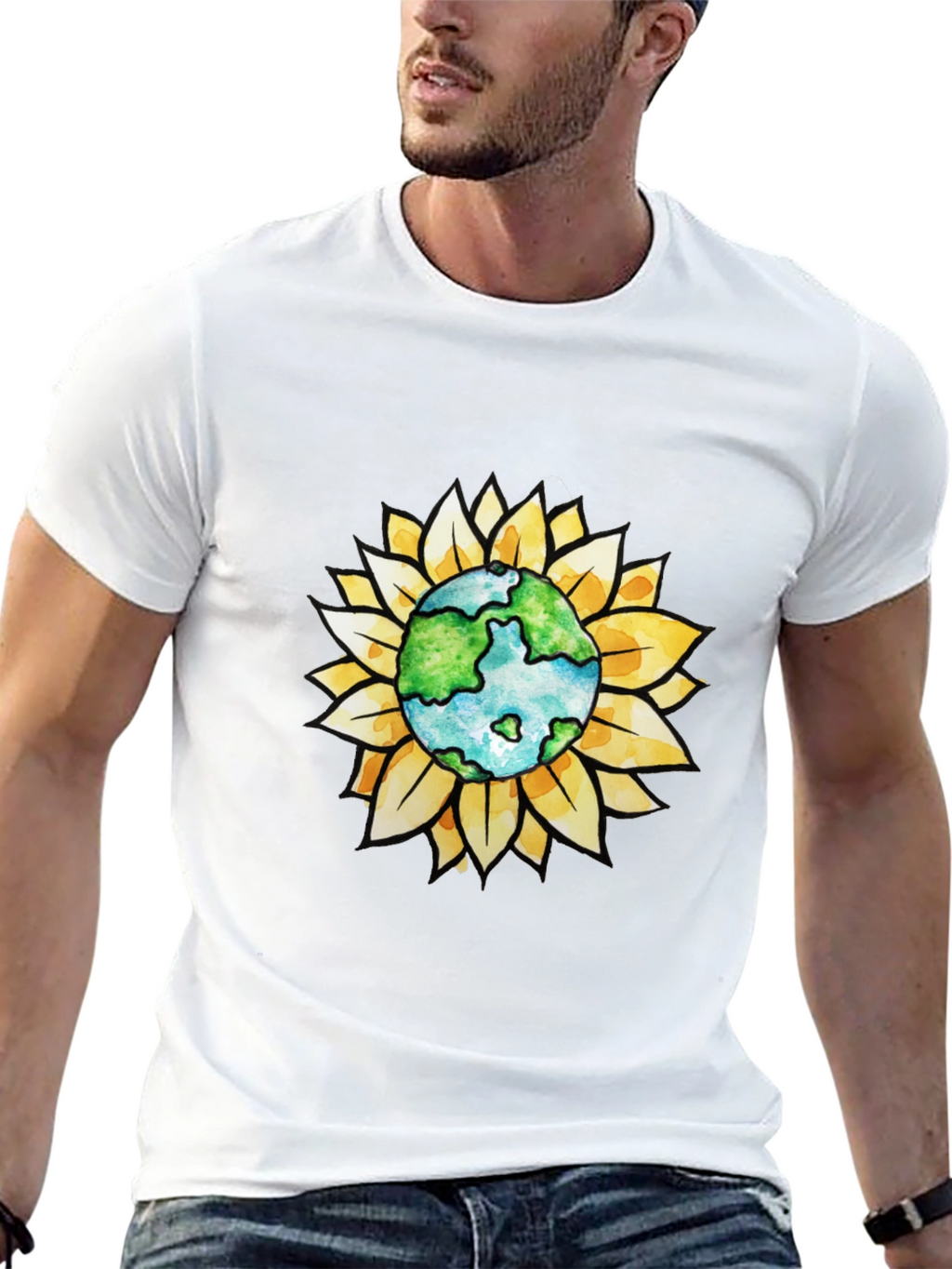 Earth Sunflower Graphic Tee - Black