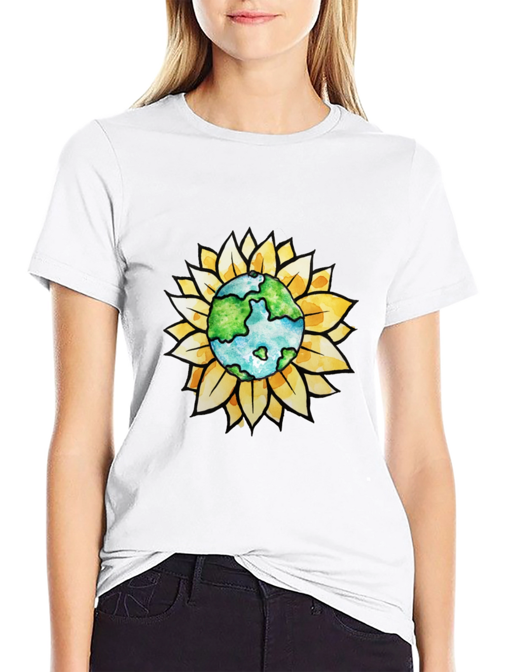 Earth Sunflower Graphic Tee - Black