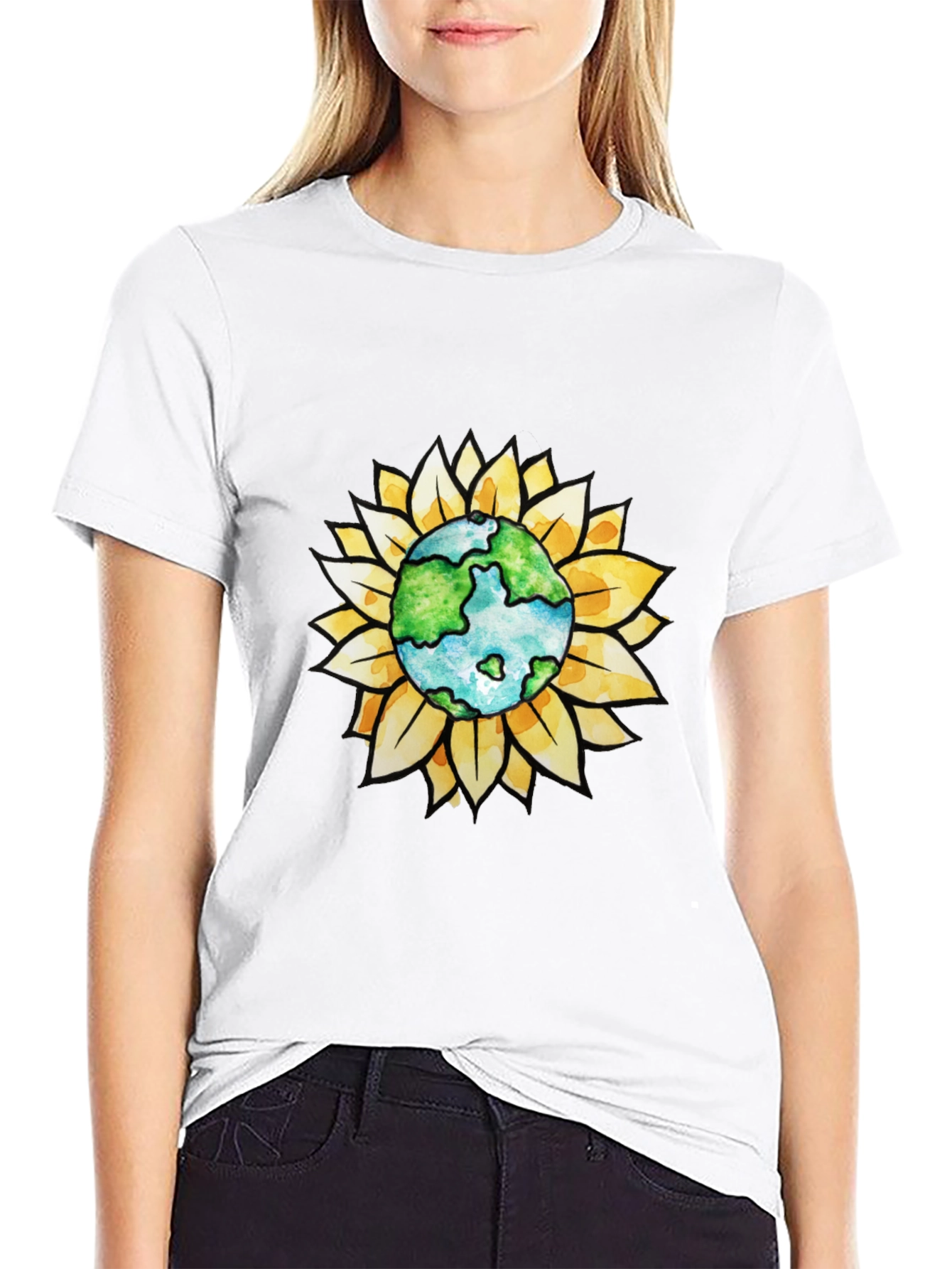 Earth Sunflower Graphic Tee - Black
