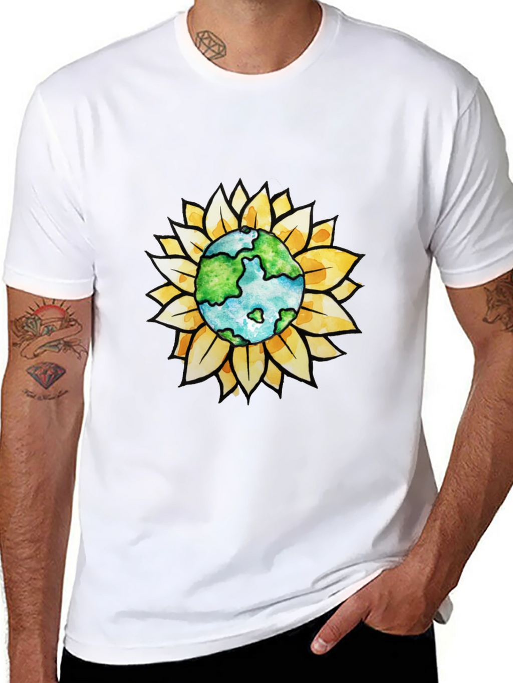 Earth Sunflower Graphic Tee - Black