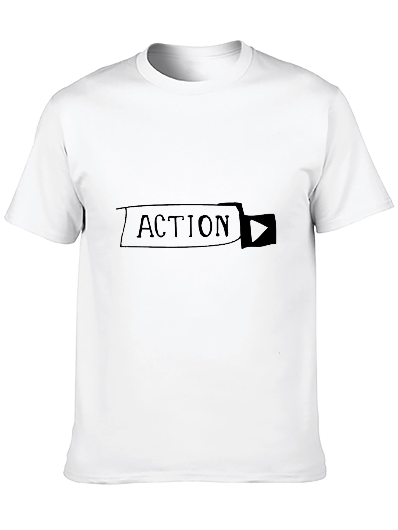 Action T-Shirt - Black Cotton Blend Play Button Design