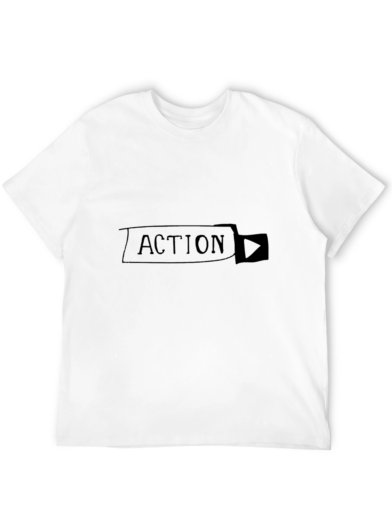 Action T-Shirt - Black Cotton Blend Play Button Design