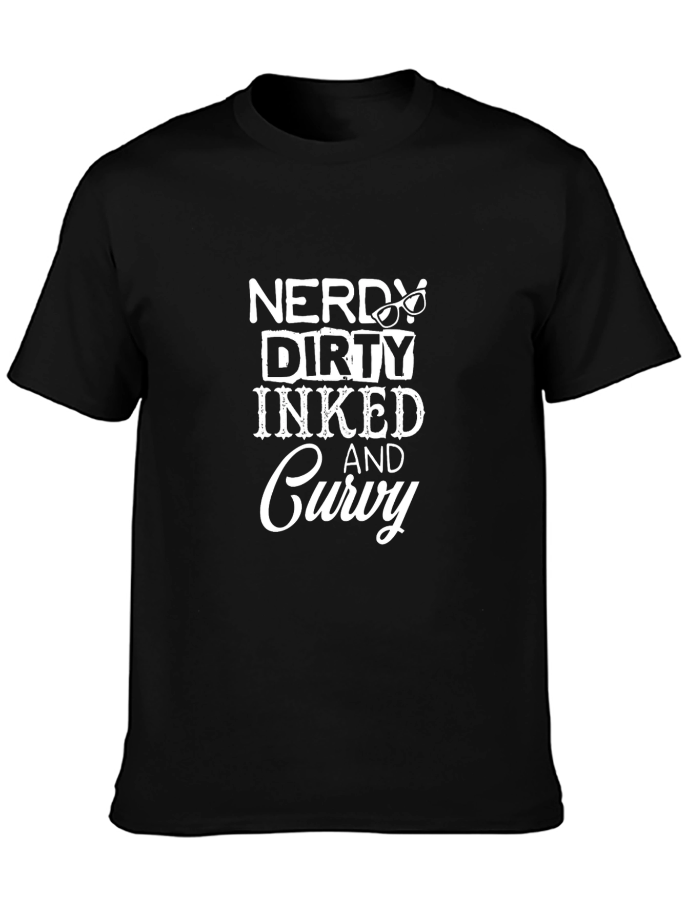 Nerdy Dirty Inked & Curvy Black Graphic Tee