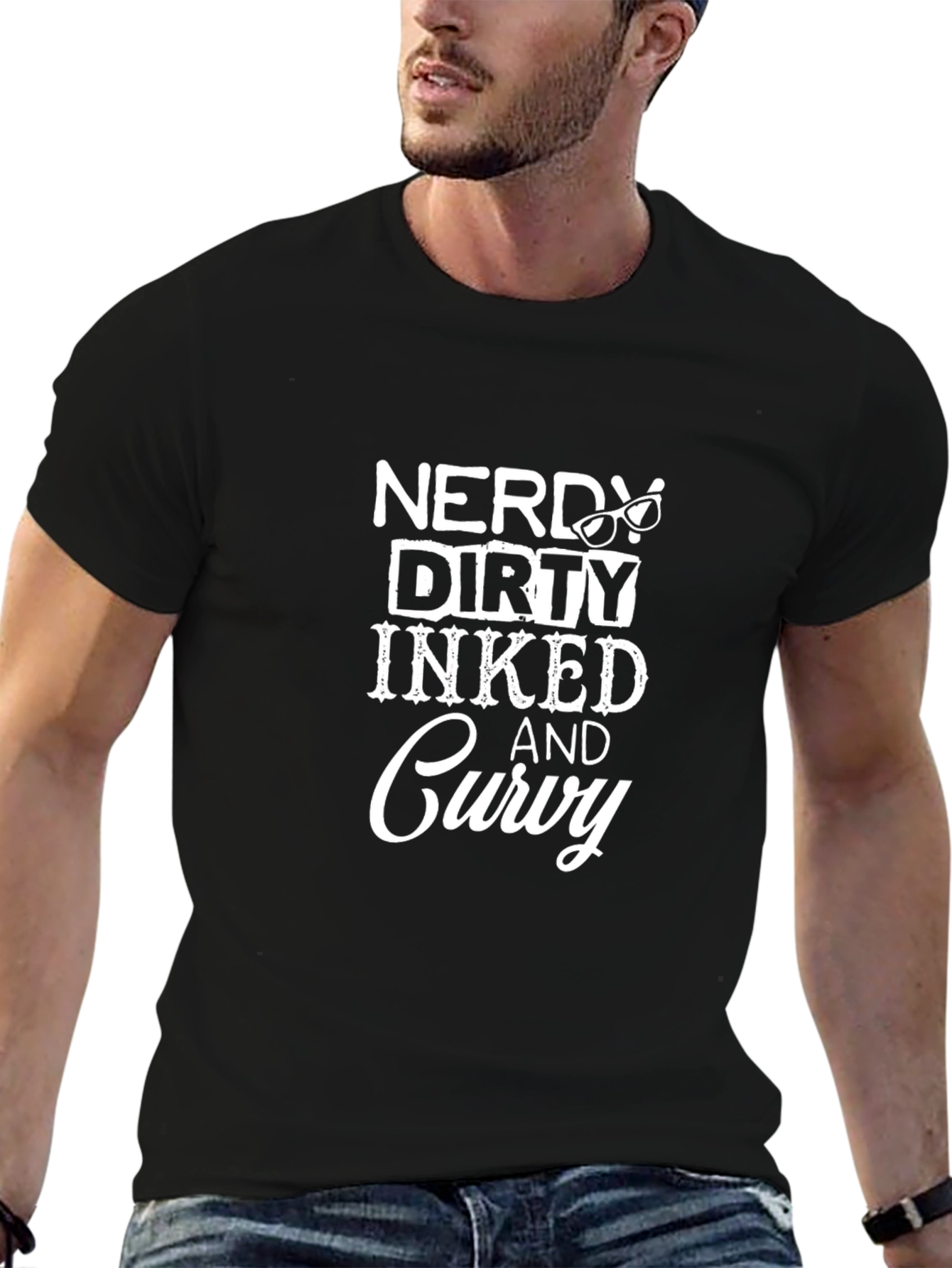 Nerdy Dirty Inked & Curvy Black Graphic Tee