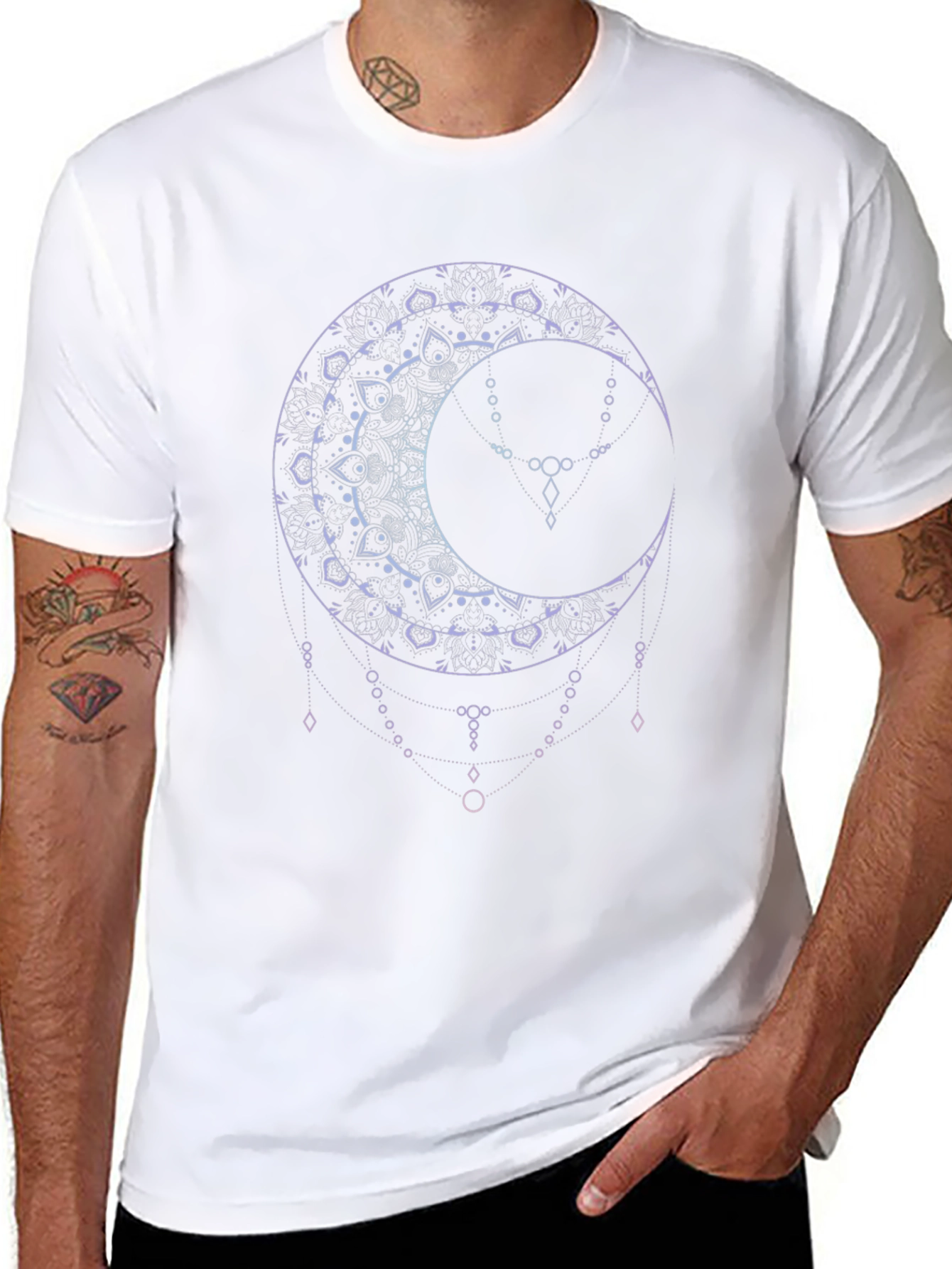 Mystic Moon Mandala Graphic Tee - Black
