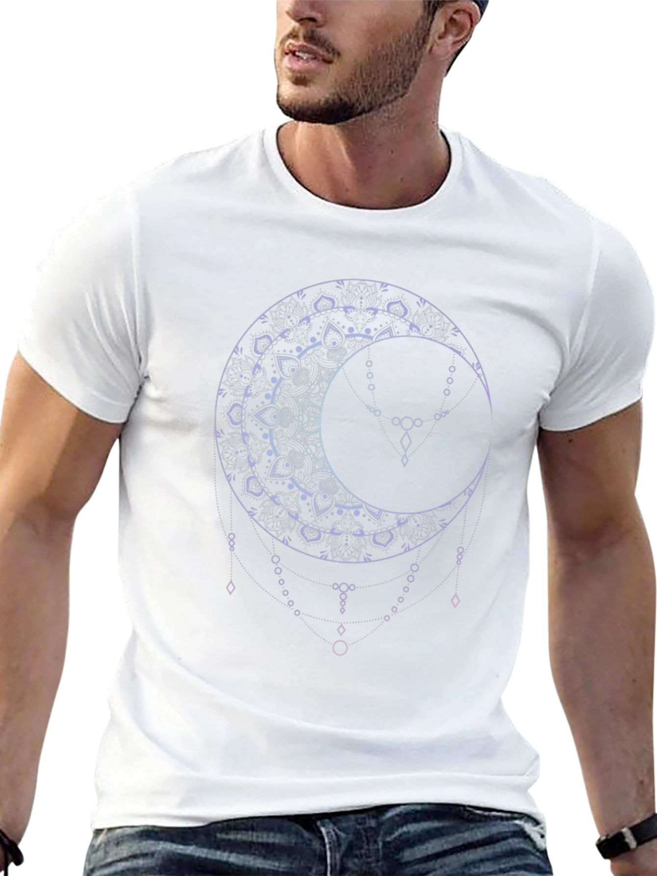 Mystic Moon Mandala Graphic Tee - Black