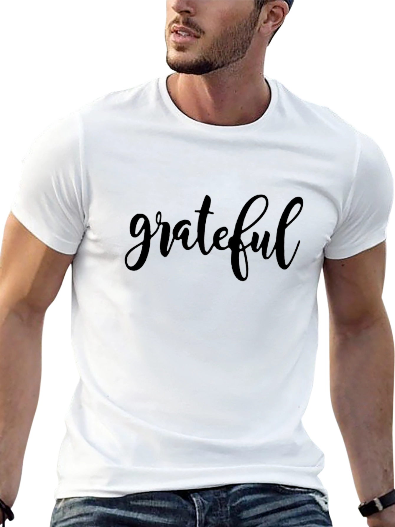 Grateful Black Crew Neck T-Shirt for Men
