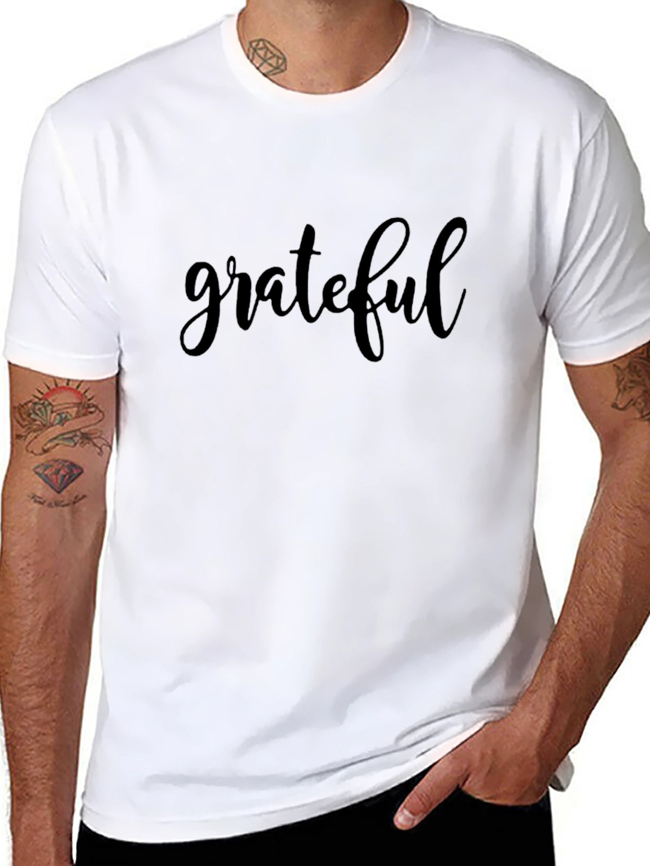 Grateful Black Crew Neck T-Shirt for Men