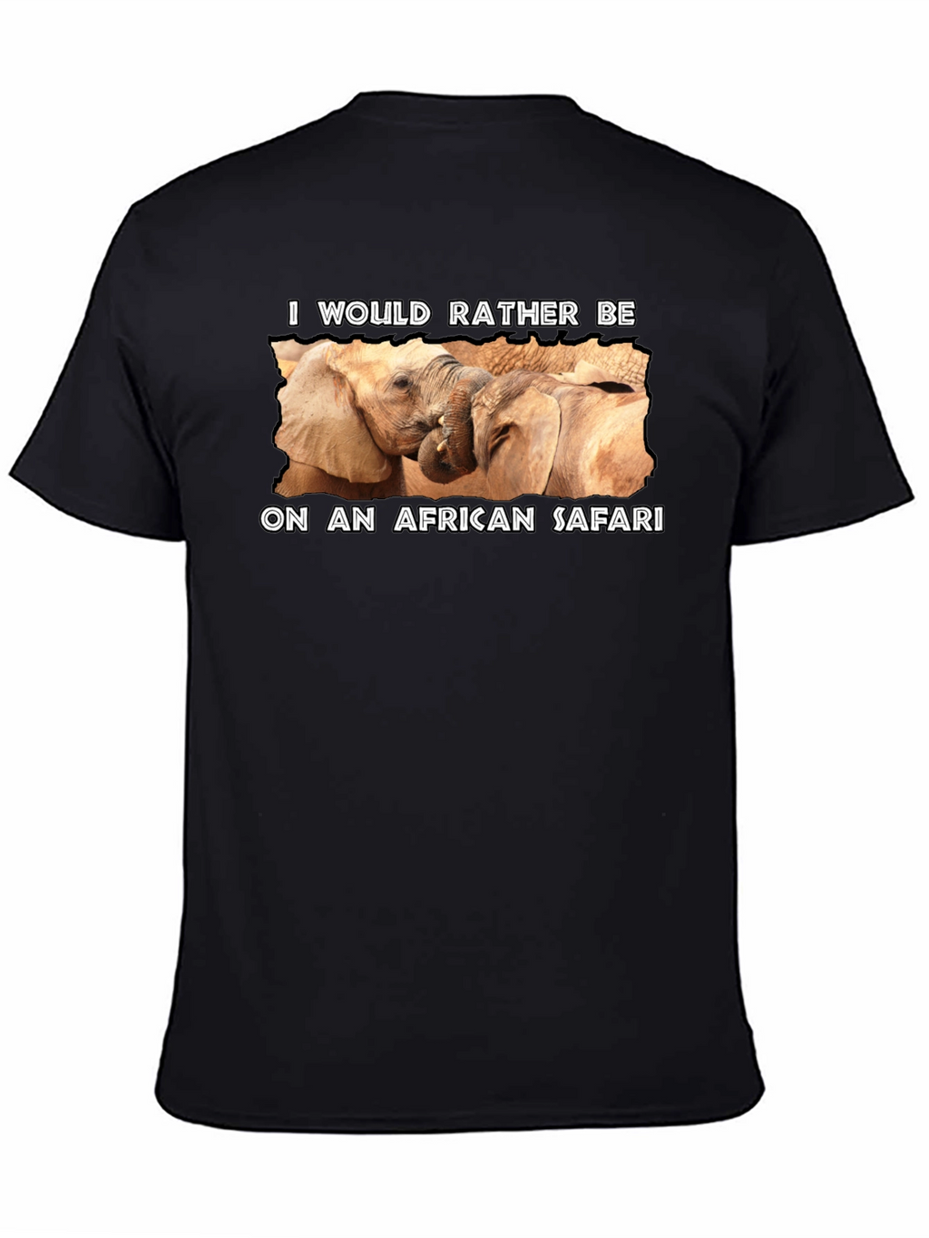 African Safari Elephant Graphic Tee - Black