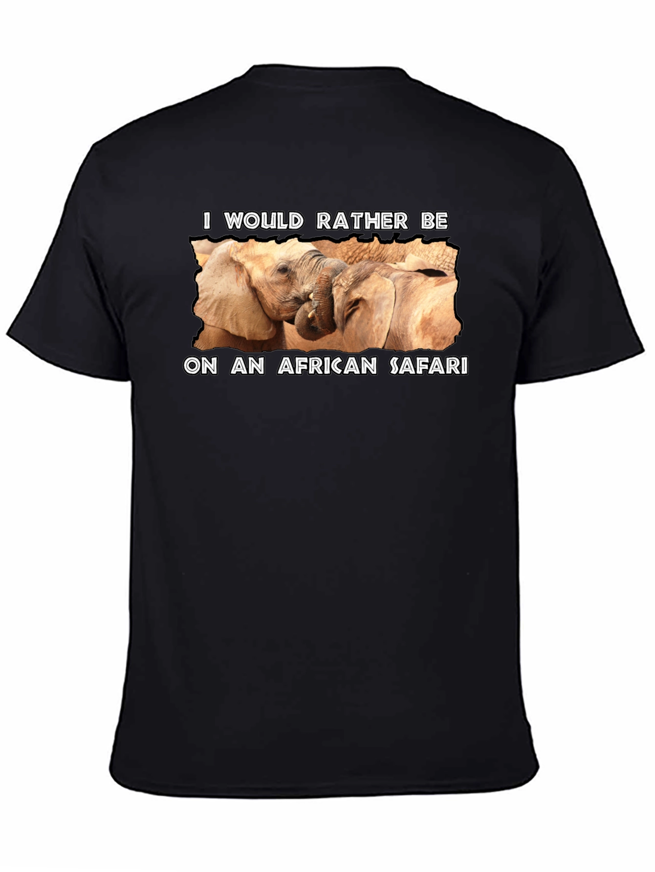 African Safari Elephant Graphic Tee - Black