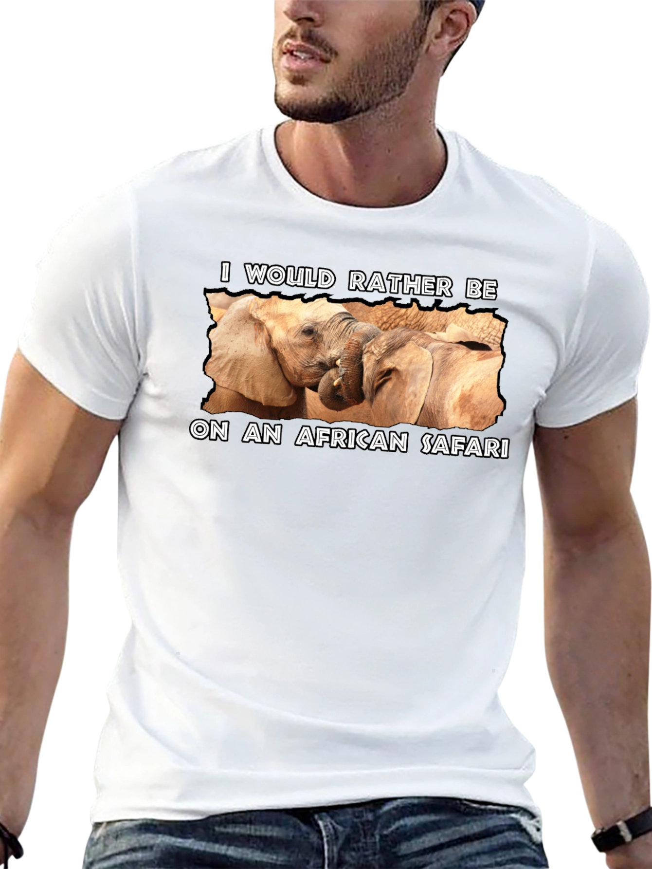 African Safari Elephant Graphic Tee - Black