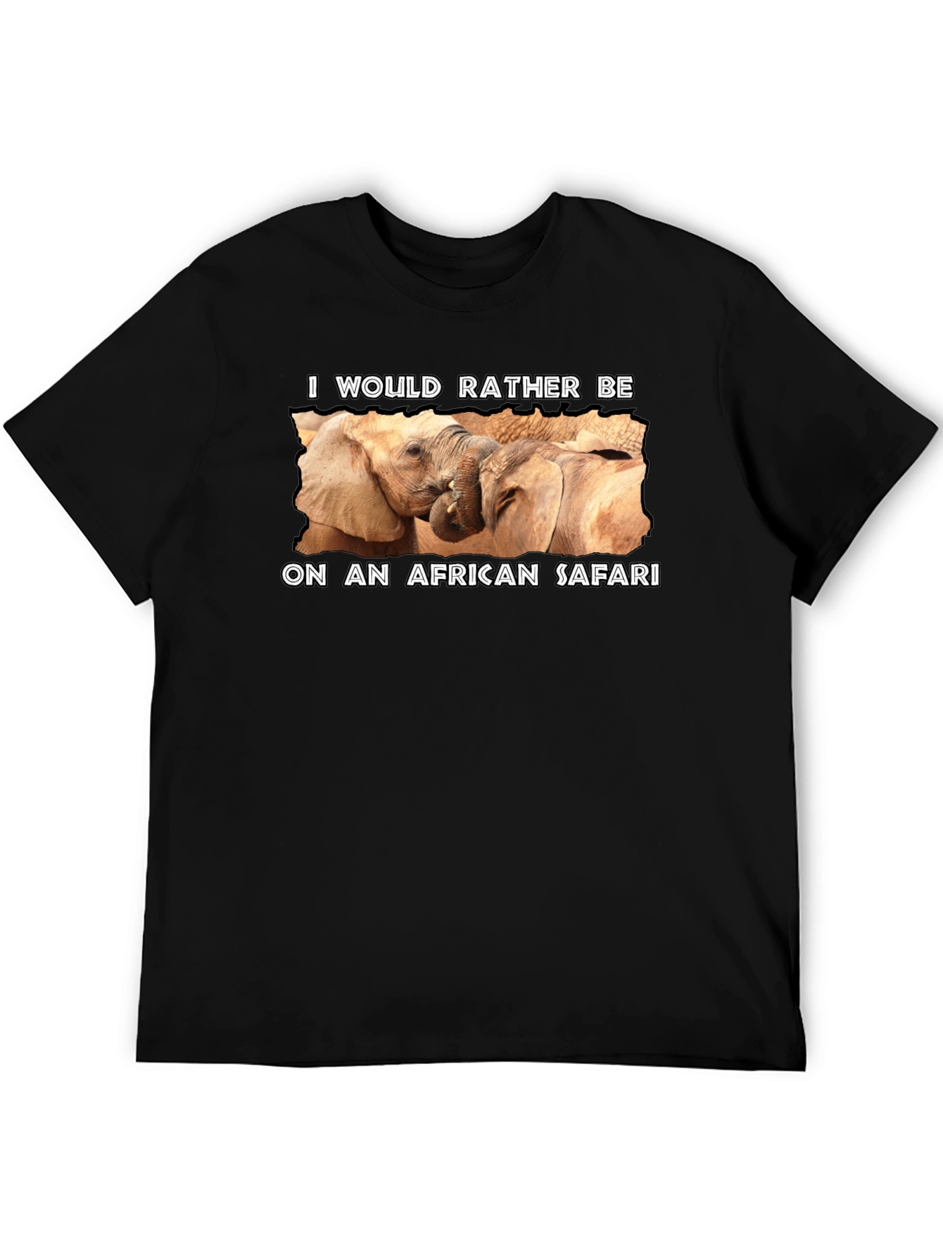 African Safari Elephant Graphic Tee - Black