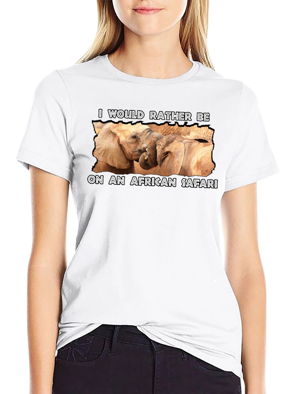 African Safari Elephant Graphic Tee - Black