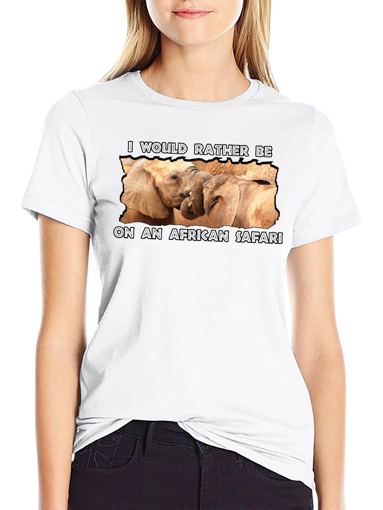 African Safari Elephant Graphic Tee - Black