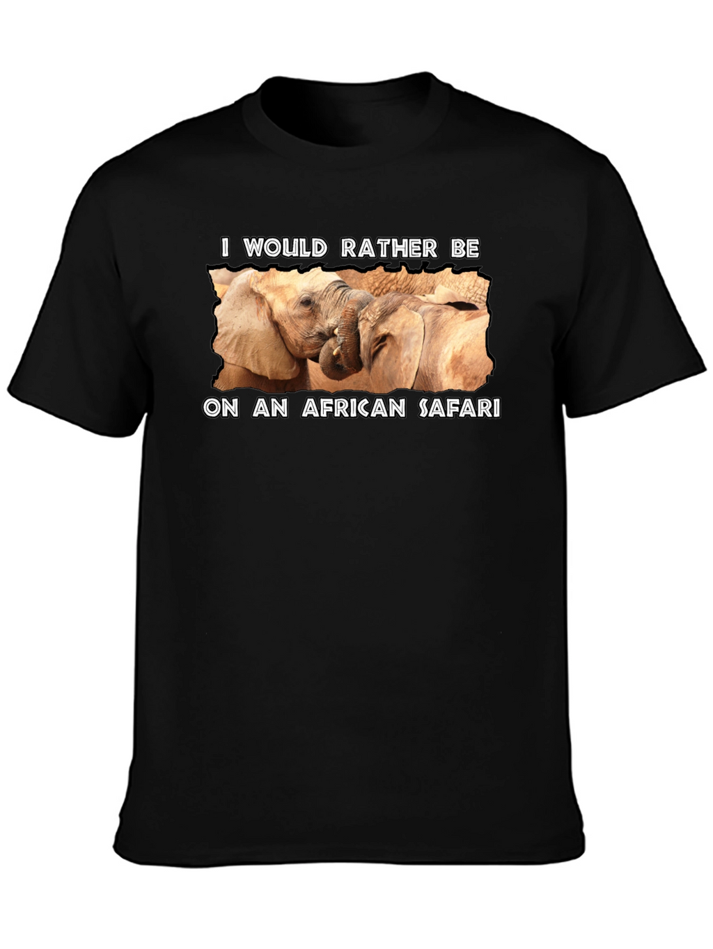 African Safari Elephant Graphic Tee - Black
