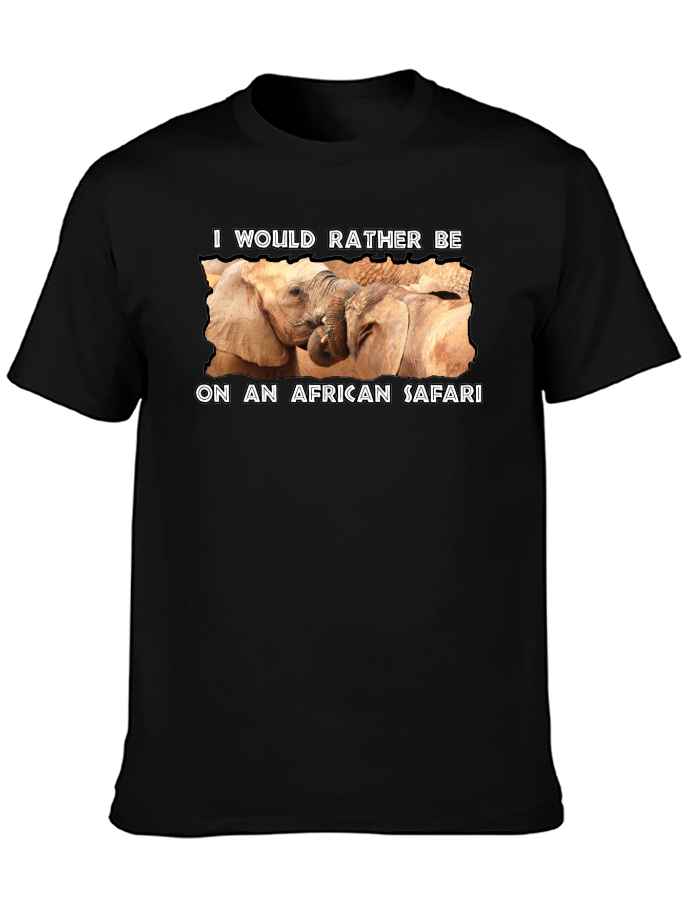 African Safari Elephant Graphic Tee - Black